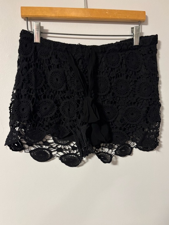 Ardene Pants - Black Open Lace Boho Festival Cotton Shorts Size Medium